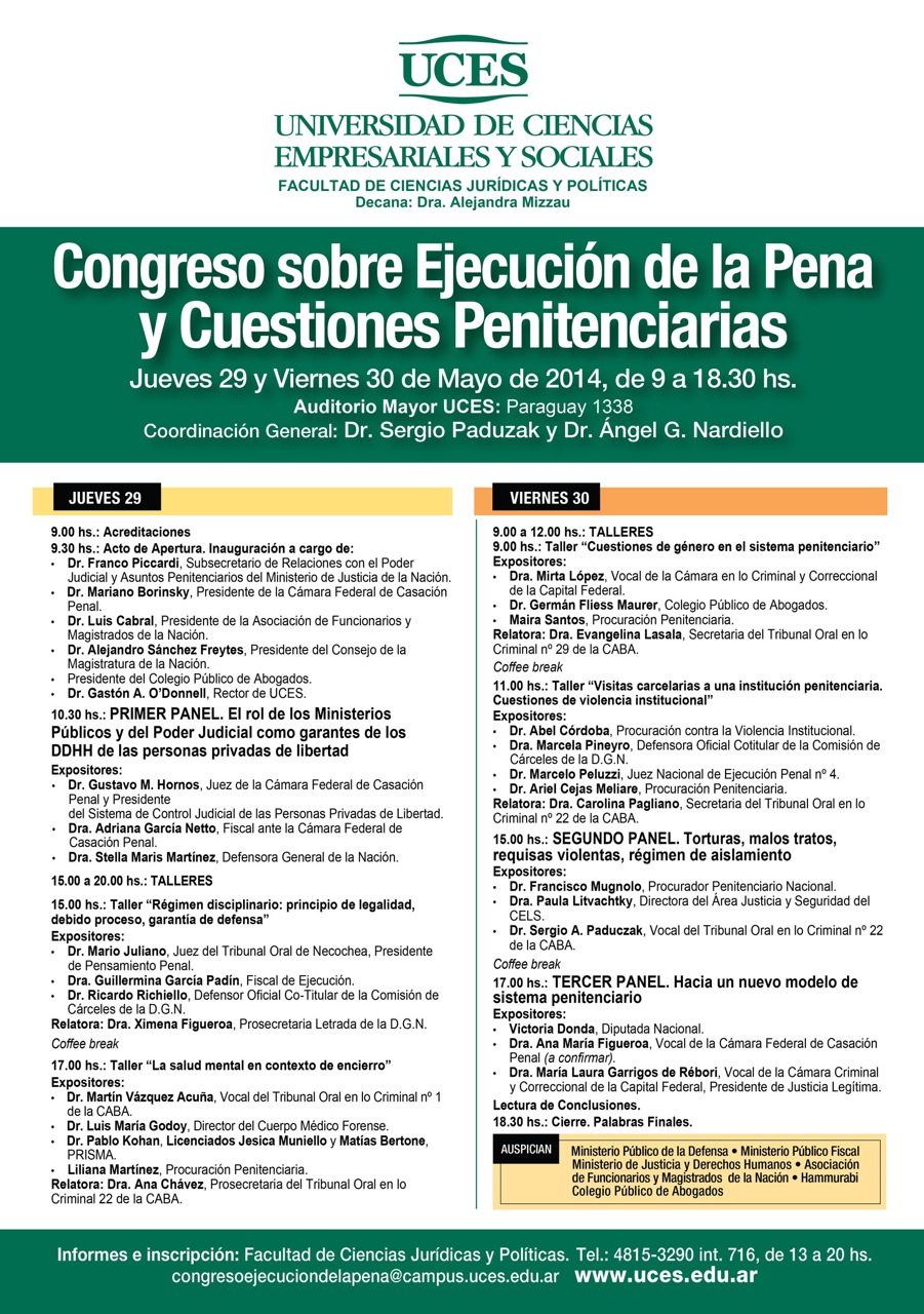 Programa del Congreso sobre ejecución de la pena y cuestiones penitenciarias