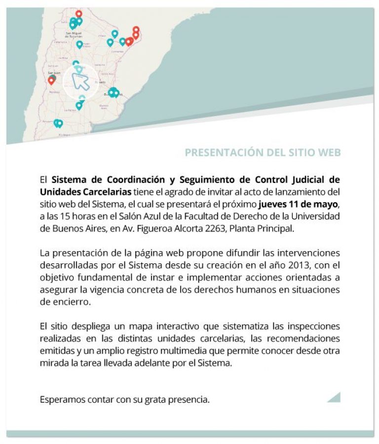 Gils Carbó participará del lanzamiento del sitio web del Sistema de Coordinación y Seguimiento de Control Judicial de Unidades Carcelarias