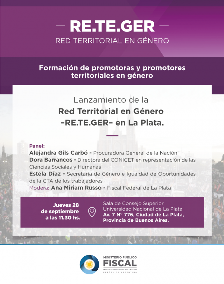 Gils Carbó presentará este jueves en La Plata la Red Territorial en Género