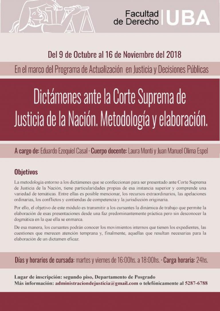 Capacitación sobre metodología y elaboración de dictámenes ante la CSJN en la Facultad de Derecho de la UBA