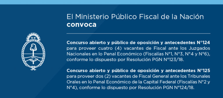 Se convocó a los Concursos N°124 y N°125 para cubrir cuatro vacantes de Fiscal de primera instancia y dos de Fiscal General