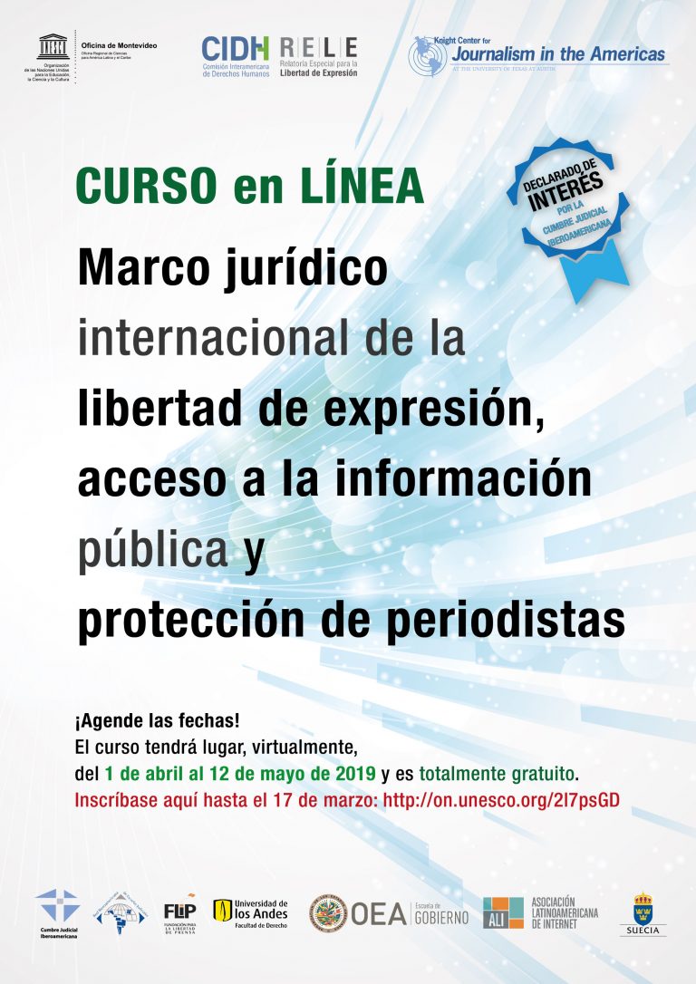 Capacitación online sobre libertad de expresión, acceso a la información y protección a periodistas