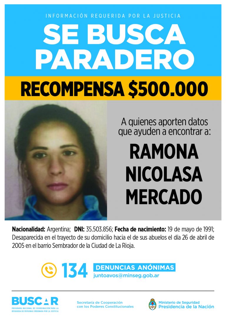 La Rioja: ofrecen recompensa de $500.000 para quien aporte datos para encontrar a Ramona Mercado