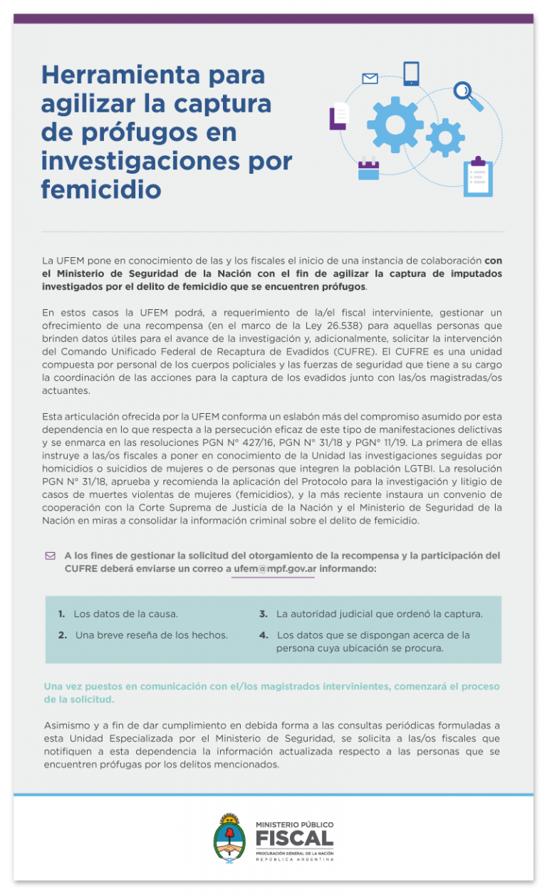 La UFEM coordinará un mecanismo para agilizar la captura de prófugos acusados de femicidio