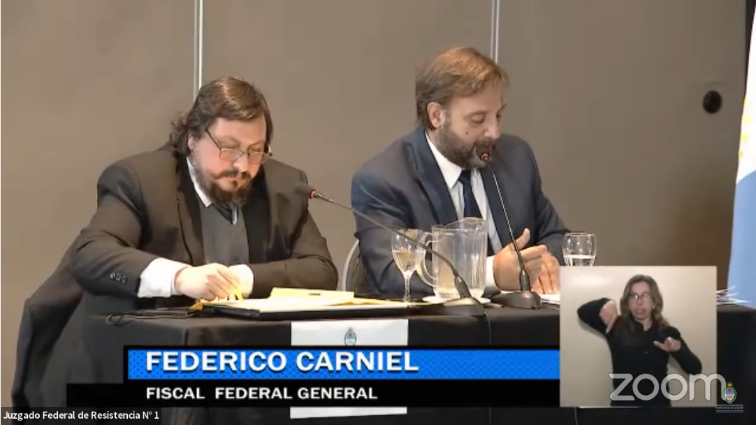 El fiscal ad hoc Diego Vigay y el fiscal general Federico Carniel representaron al Ministerio Público Fiscal.  - Imagen: captura de pantalla de Youtube.