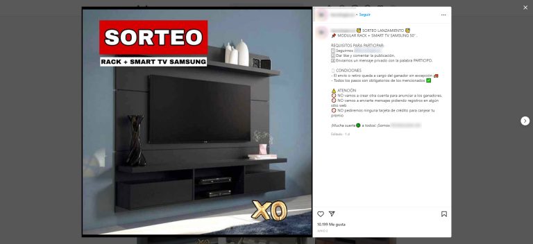 La UFECI alerta sobre maniobras de fraude relacionadas con falsos sorteos a través de Instagram