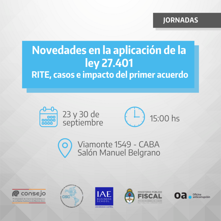 El MPF participa en la organización de las jornadas de actualización de la Ley de Responsabilidad de Personas Jurídicas