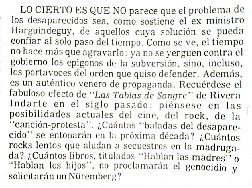 Editorial del diario La Nueva Provincia del 6 de abril de 1981, publicado en la página 2. - 