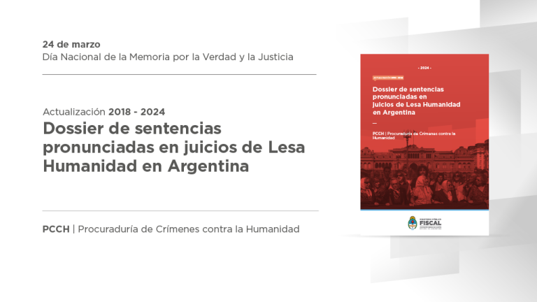 La Procuraduría de Crímenes contra la Humanidad presenta la actualización del dossier con el resumen de las sentencias dictadas desde 2006